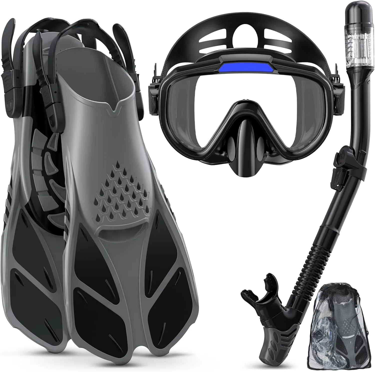 Greatever Snorkel Set Adults with Flippers, Diving Set with Snorkel Mask