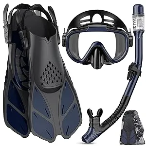 Greatever Snorkel Set Adults with Flippers, Diving Set with Snorkel Mask