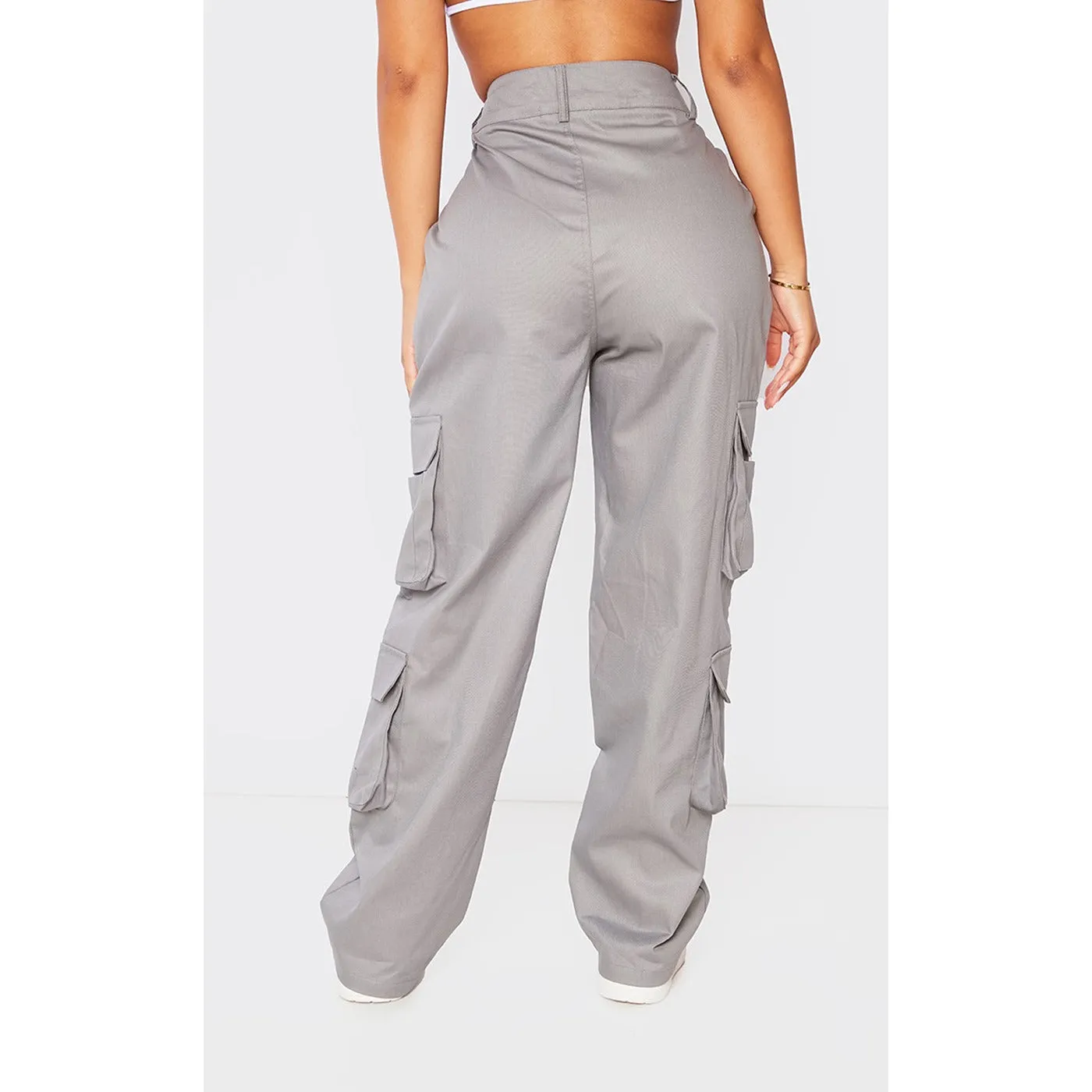 Grey Pocket Detailed Cargo Trousers