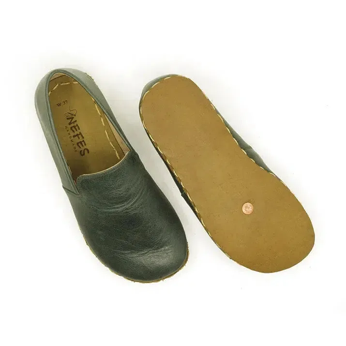 Handmade Leather Barefoot Shoes for Women - Toledo Green