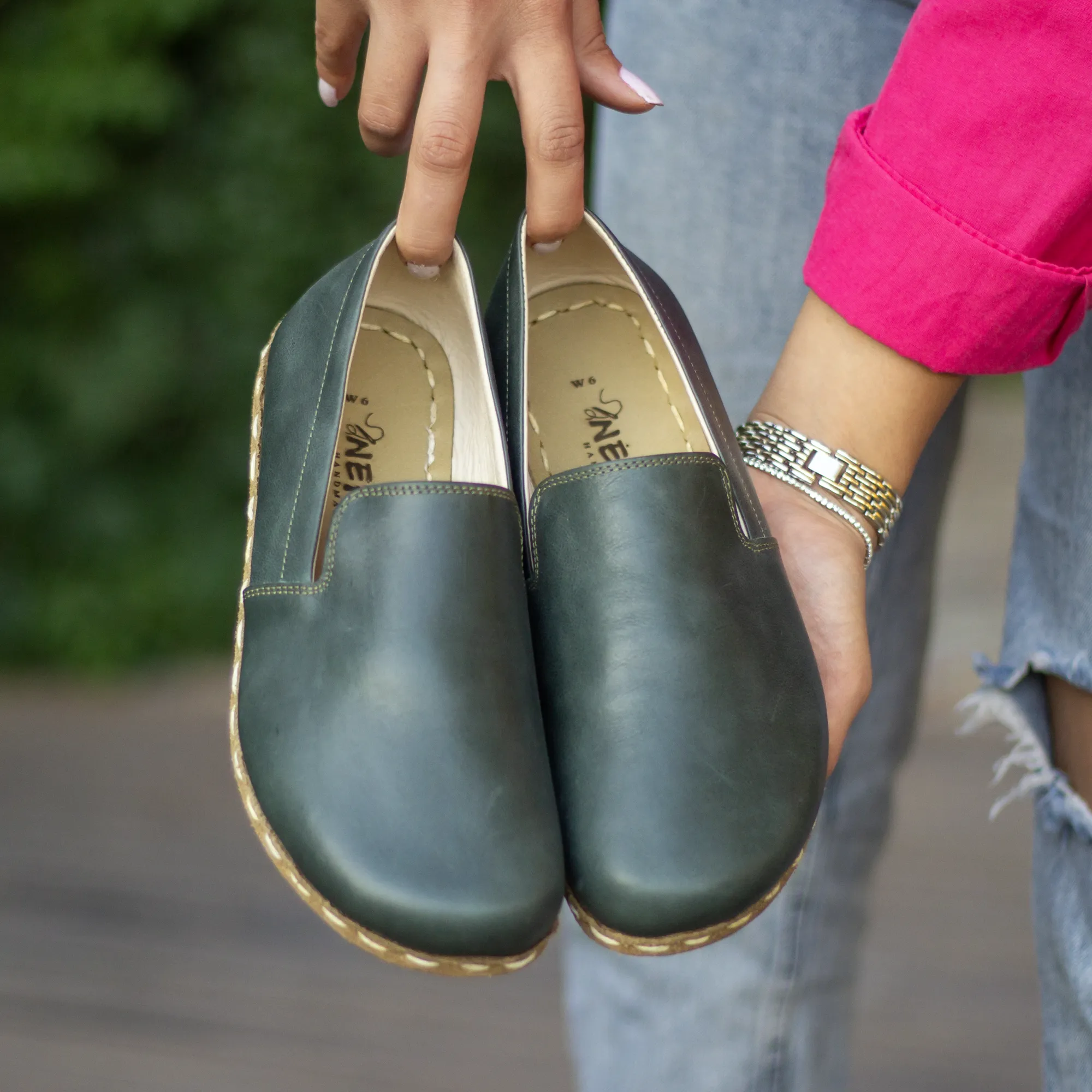 Handmade Leather Barefoot Shoes for Women - Toledo Green