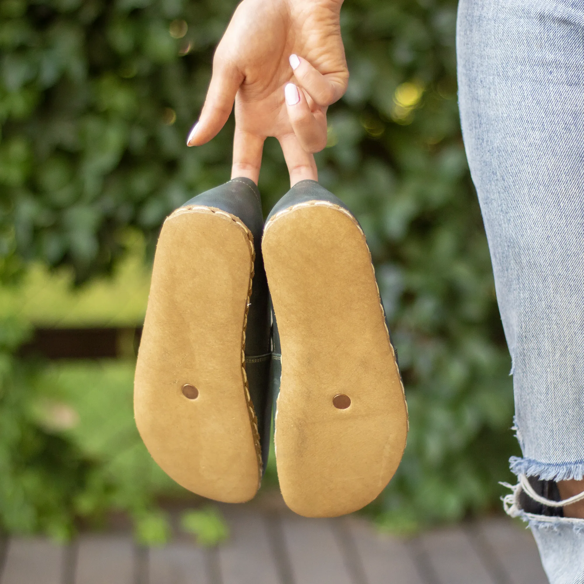 Handmade Leather Barefoot Shoes for Women - Toledo Green