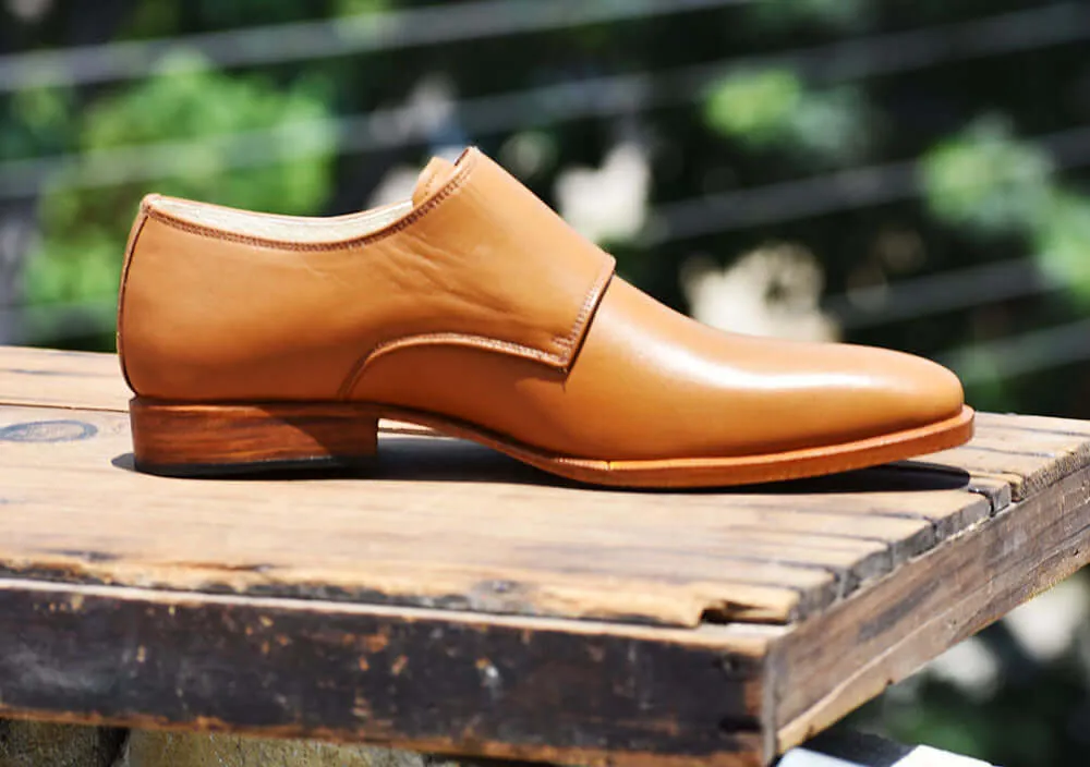 Handmade Monk Shoes Dress Formal Shoes Tan Deisgner Shoes Formal Shoes