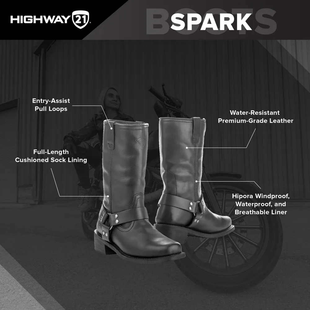 Highway 21 Spark Leather motorcycle Riding Boots