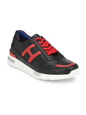 HITZ207 Men's Black Leather Casual Lace-Up Shoes