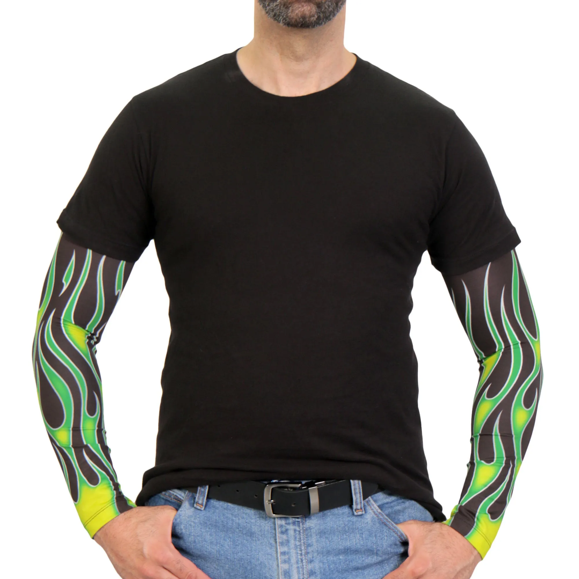 Hot Leathers ARM1006 Flames Green Arm Sleeve