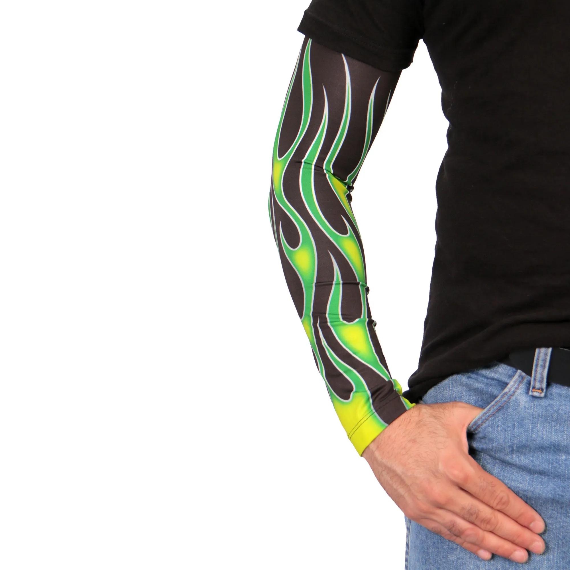 Hot Leathers ARM1006 Flames Green Arm Sleeve