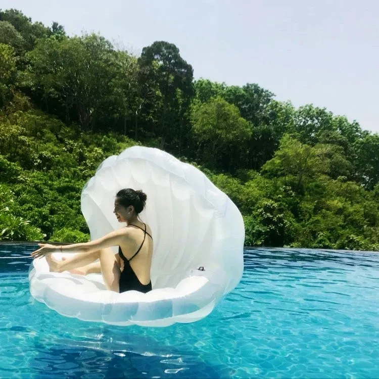 Inflatable Scallop Shaped Floating Mat Swimming Ring, Inflated Size: 170 x 130 x 100cm