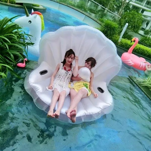 Inflatable Scallop Shaped Floating Mat Swimming Ring, Inflated Size: 170 x 130 x 100cm