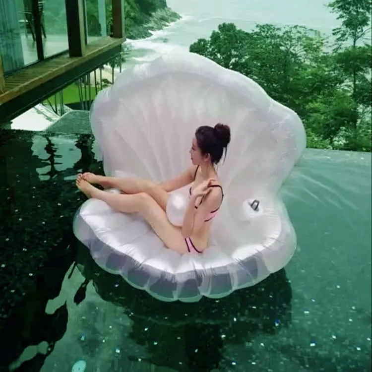 Inflatable Scallop Shaped Floating Mat Swimming Ring, Inflated Size: 170 x 130 x 100cm