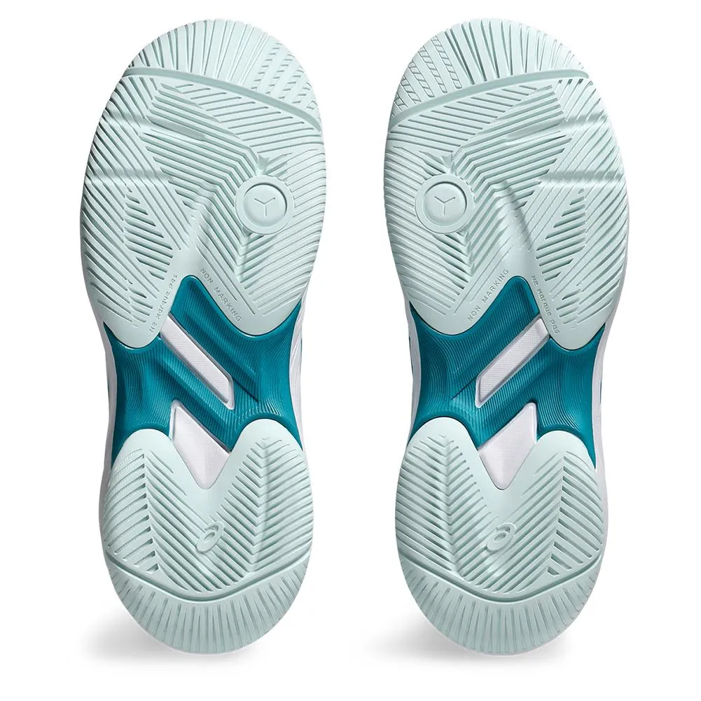 Juniors Gel-Game 9 GS Tennis Shoes Teal Blue and White