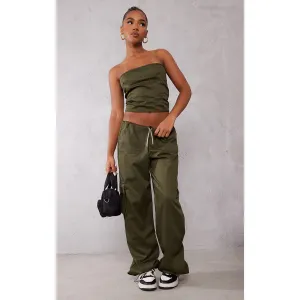 Khaki Toggle Waist Ankle Tie Trousers