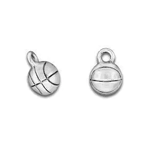 Leather basketball charm. Designed and made in the USA. Sterling silver plated.