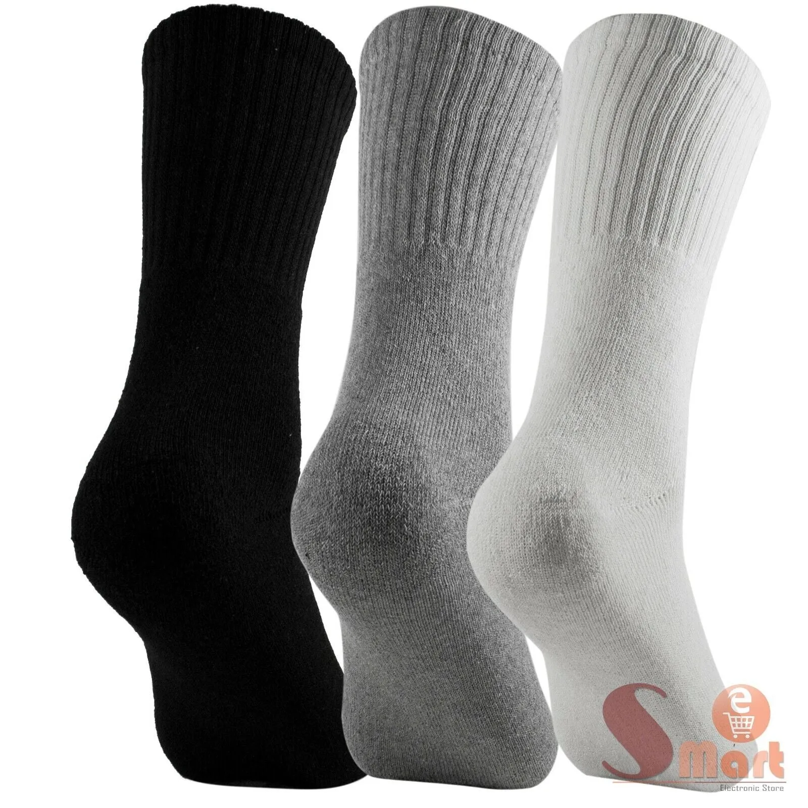 Lot 3-12 Pairs Mens Solid Sports Athletic Work Plain Crew Socks Size 9-11 10-13