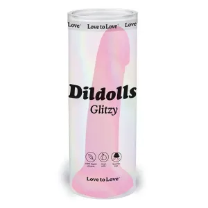 Love to Love Dildolls Glitzy 7 in. Silicone Dildo Pink Glitter