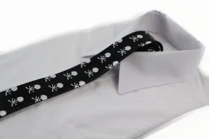 Mens Black & White Skulls 5cm Skinny Neck Tie