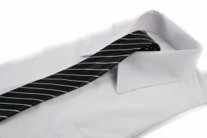 Mens Black & White Thin Stripe 5cm Skinny Neck Tie