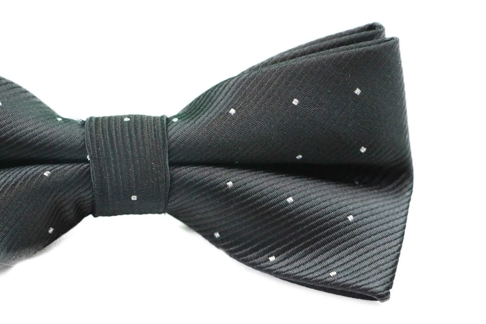 Mens Black With Silver Stars Matching Bow Tie & Pocket Square Set