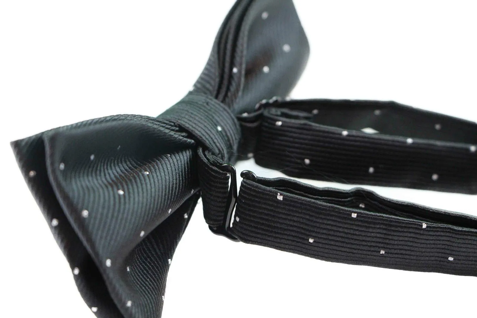 Mens Black With Silver Stars Matching Bow Tie & Pocket Square Set