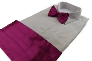 Mens Burgundy Cummerbund & Matching Plain Bow Tie Set