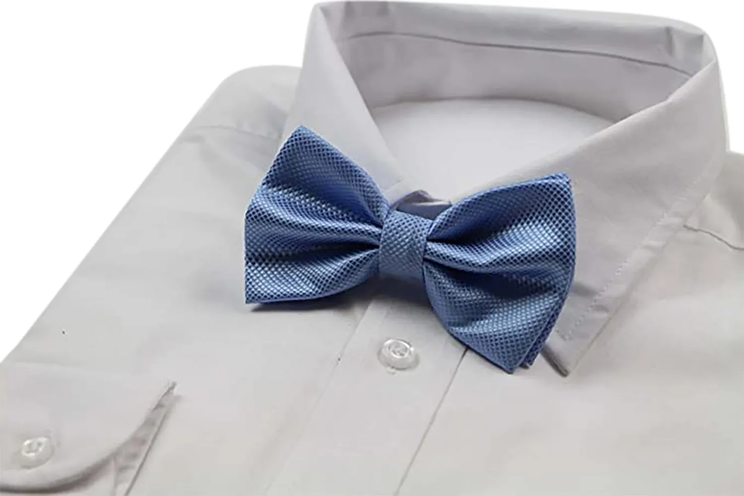 Mens Cornflower Blue Plain Coloured Checkered Bow Tie