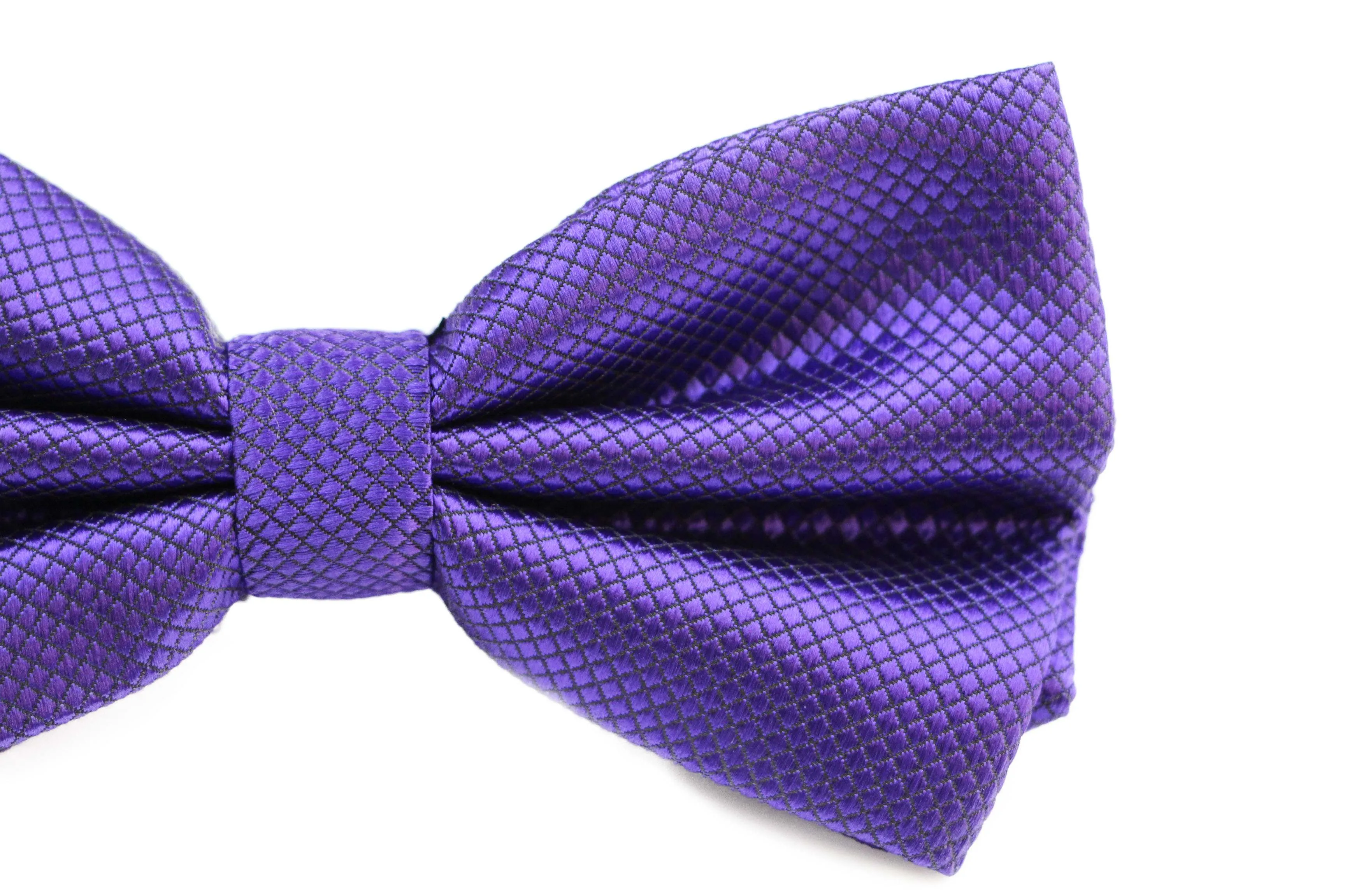 Mens Dark Purple Plain Coloured Checkered Bow Tie