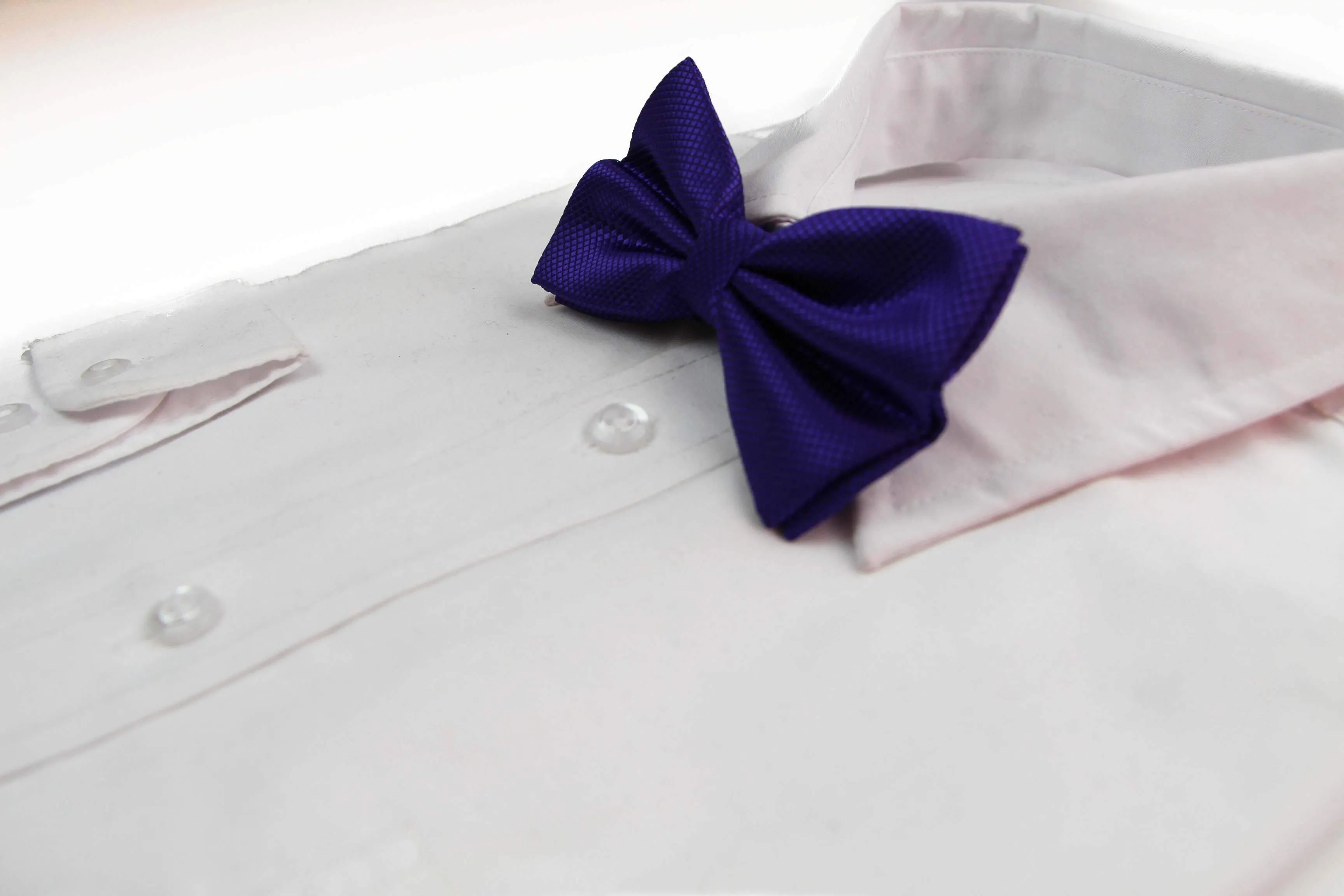 Mens Dark Purple Plain Coloured Checkered Bow Tie