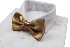 Mens Gold Solid Plain Colour Bow Tie