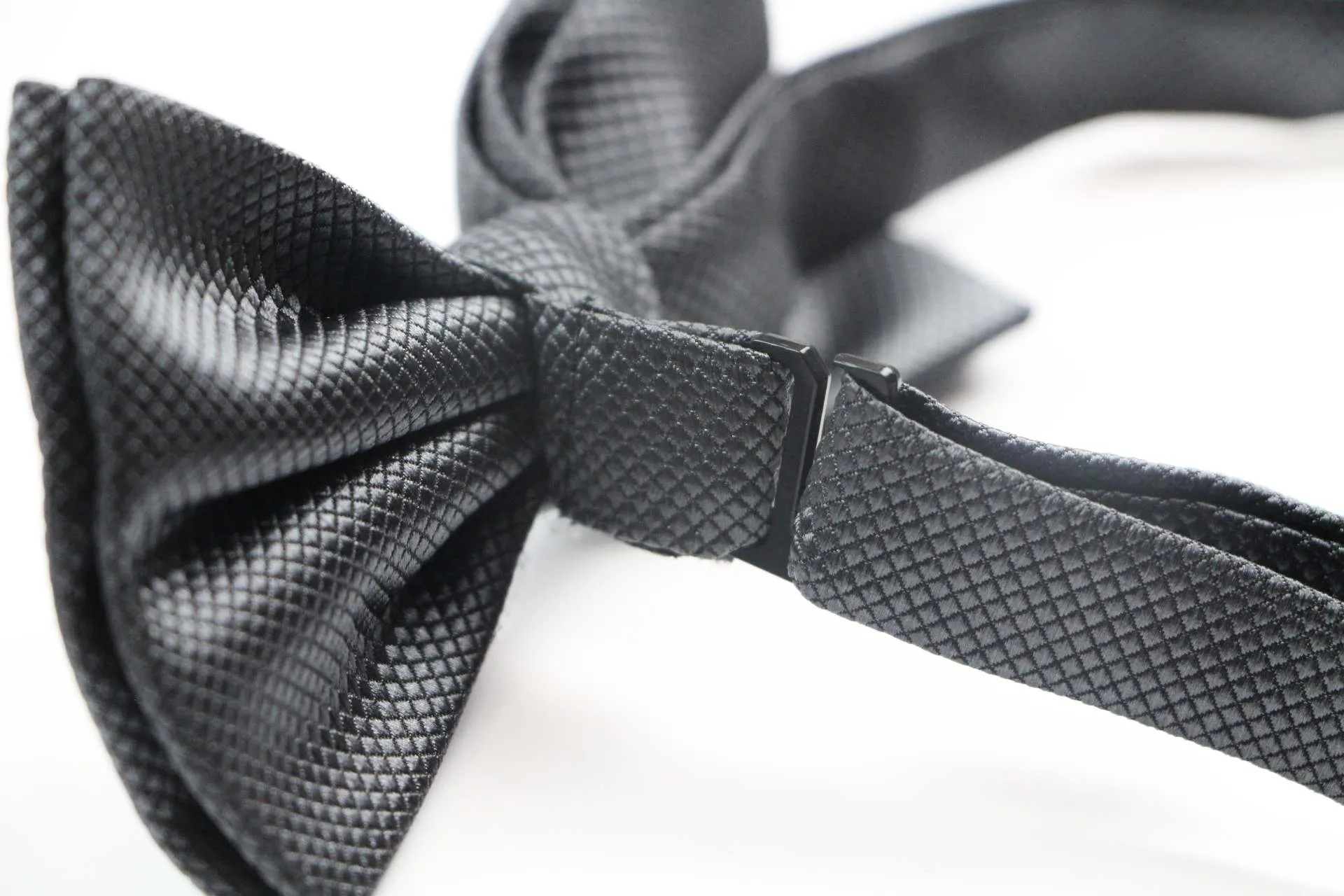 Mens Gunmetal Plain Coloured Checkered Bow Tie