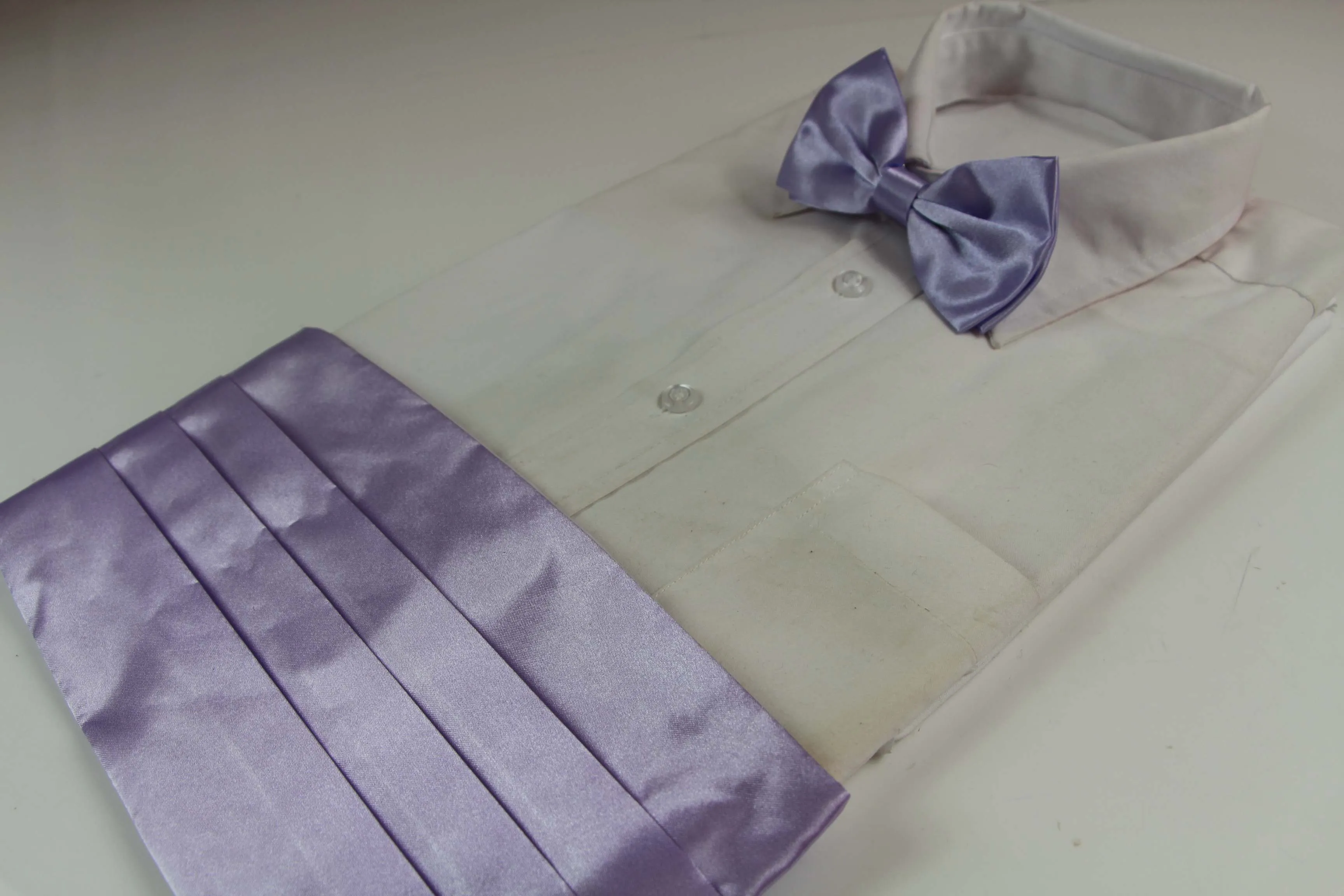 Mens Lavender Cummerbund & Matching Plain Bow Tie Set