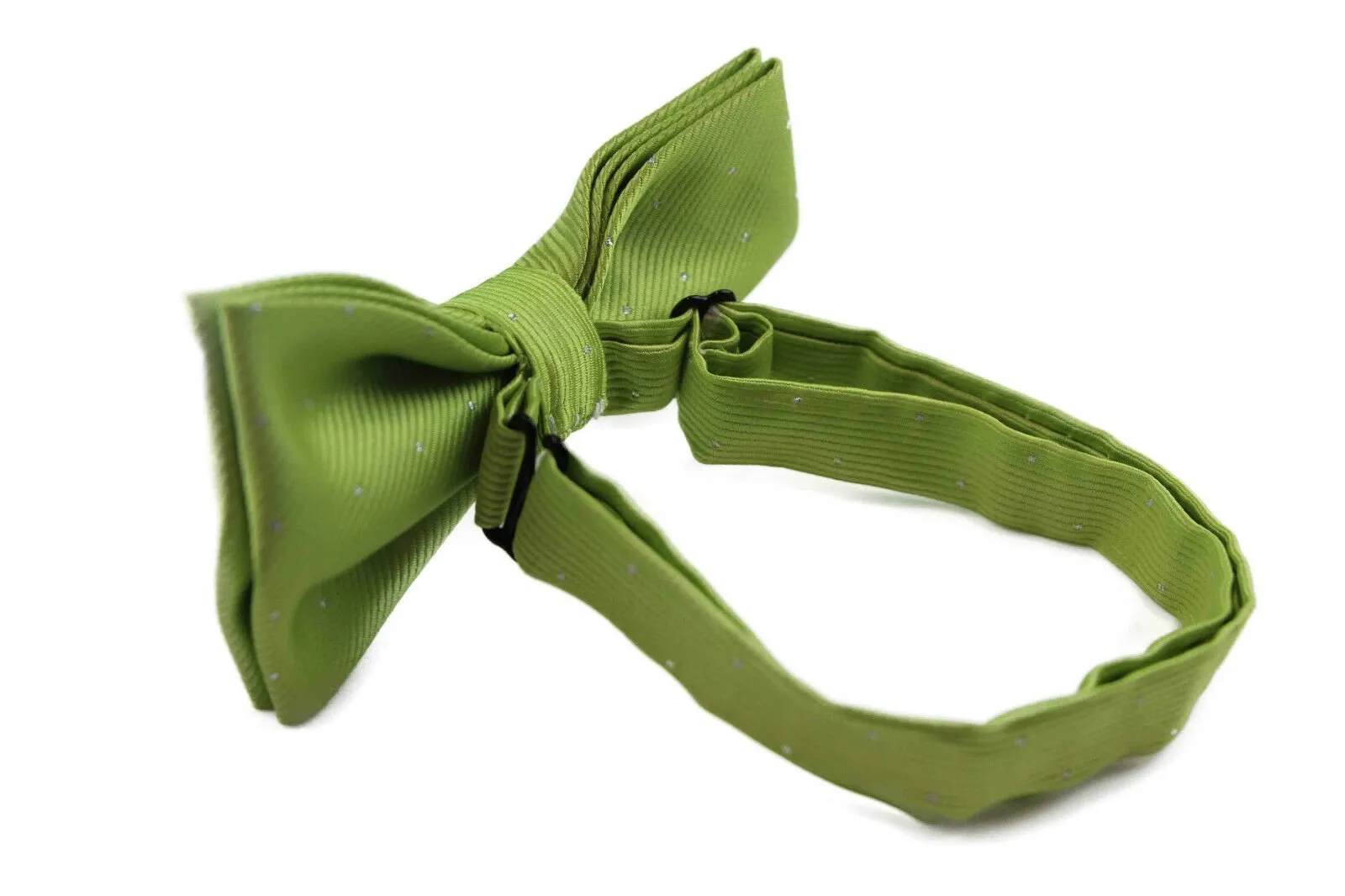 Mens Olive Green With Silver Stars Matching Bow Tie & Pocket Square Set