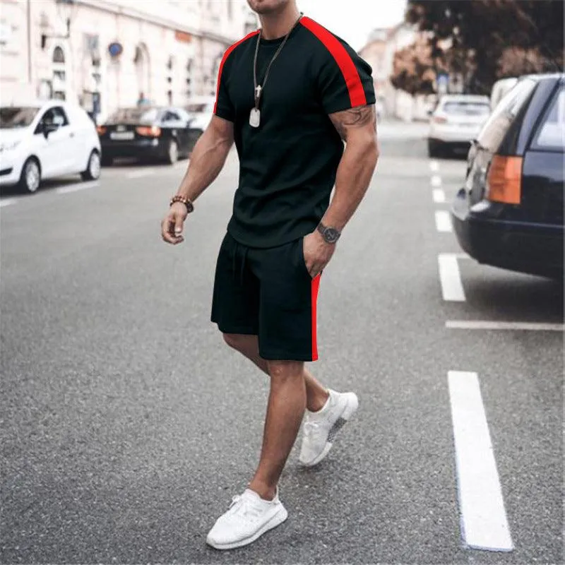 New Men's Short Sleeve Shorts Athletic Suit