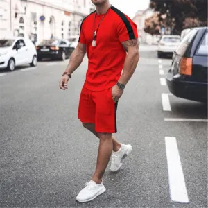 New Men's Short Sleeve Shorts Athletic Suit