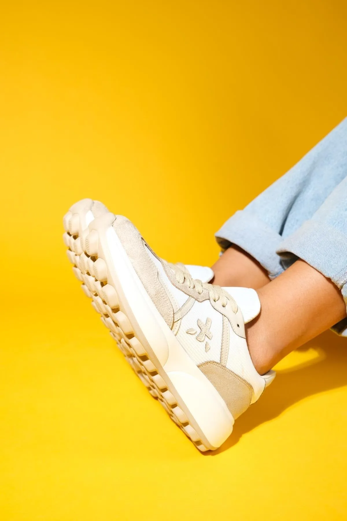 NOLTON Beige-White Women's Sneakers