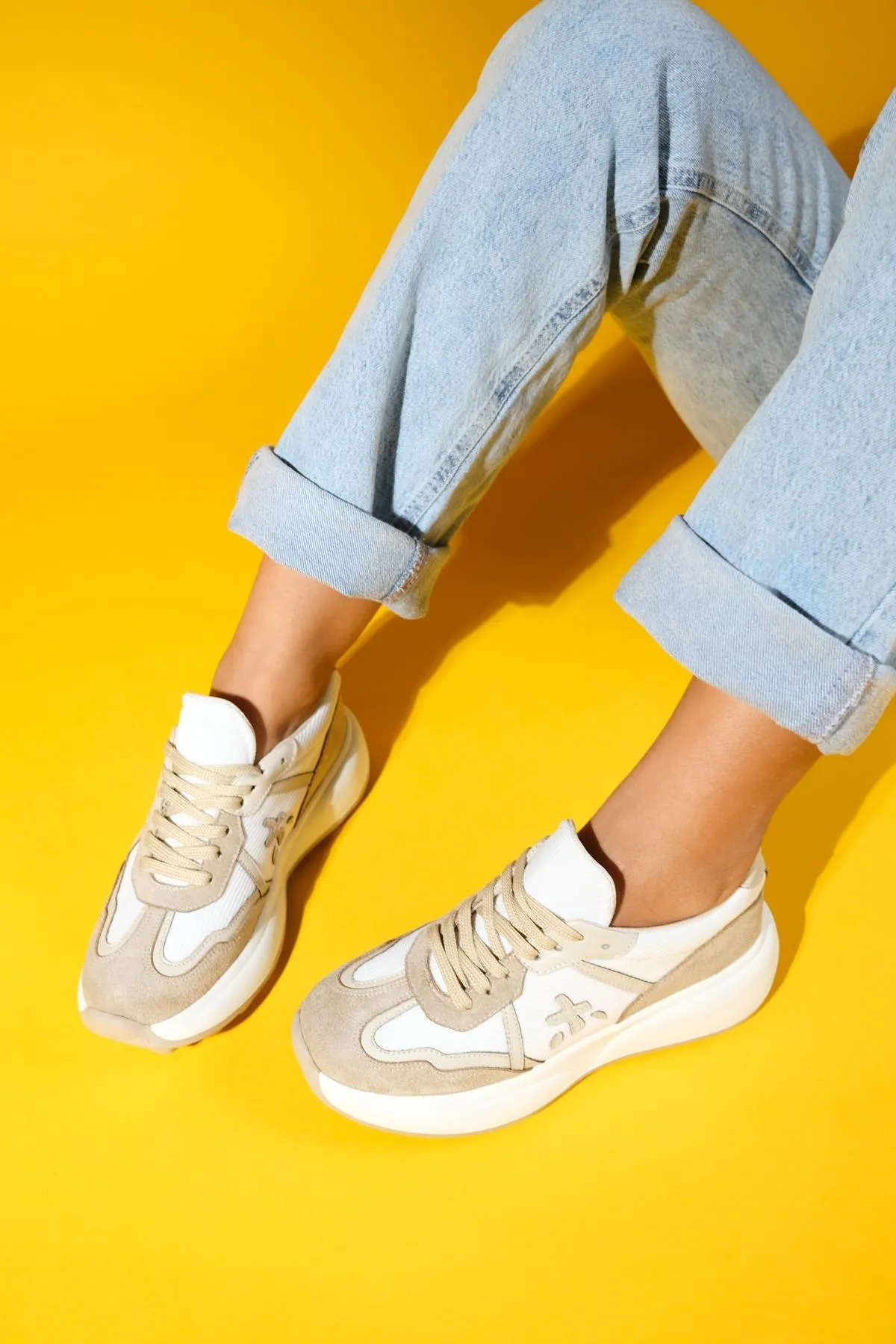 NOLTON Beige-White Women's Sneakers