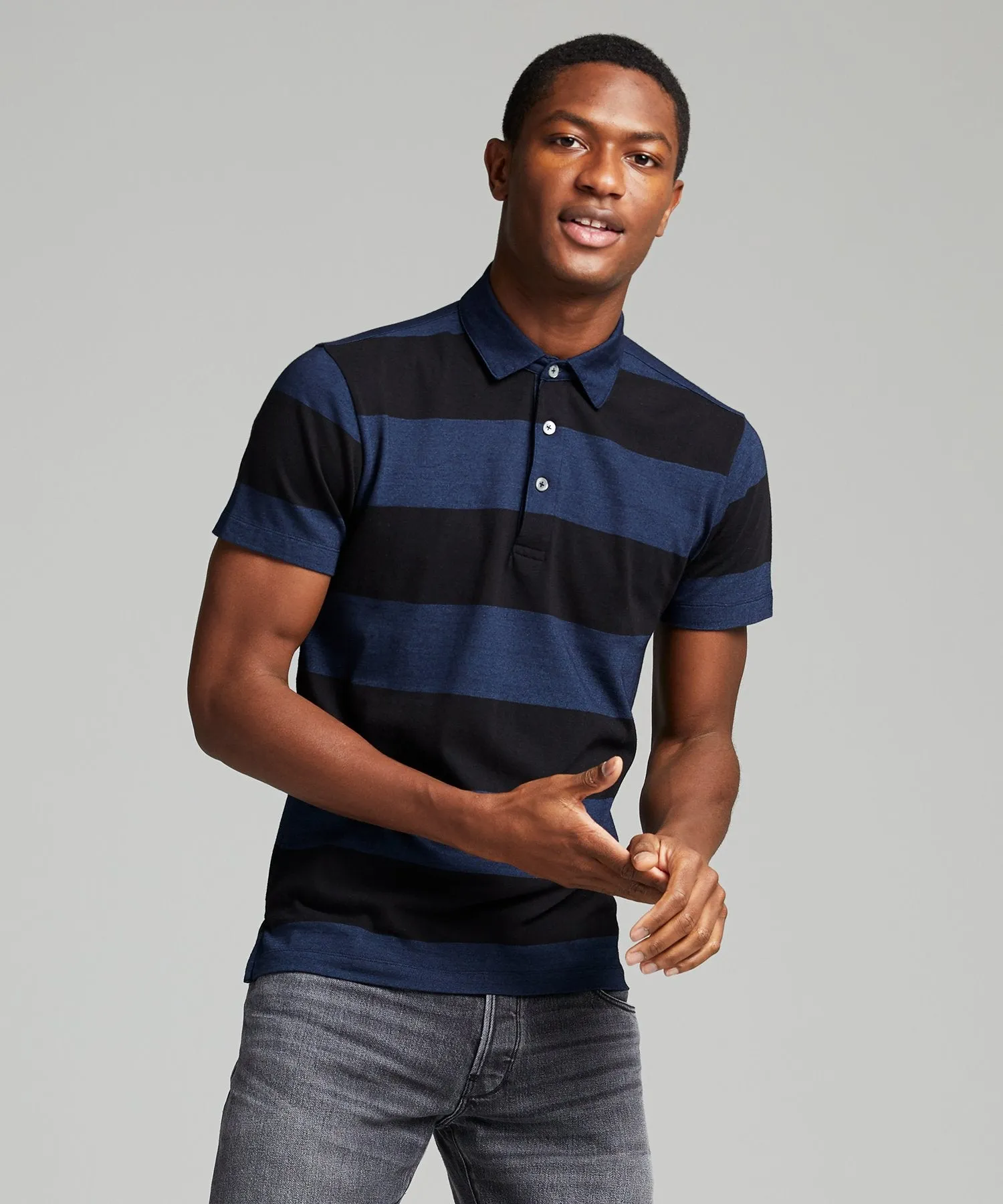 Portuguese Indigo Stripe Polo