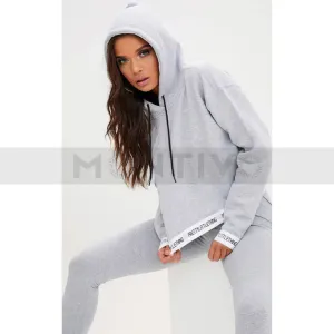 PTL Grey Trim Cropped Hoodie