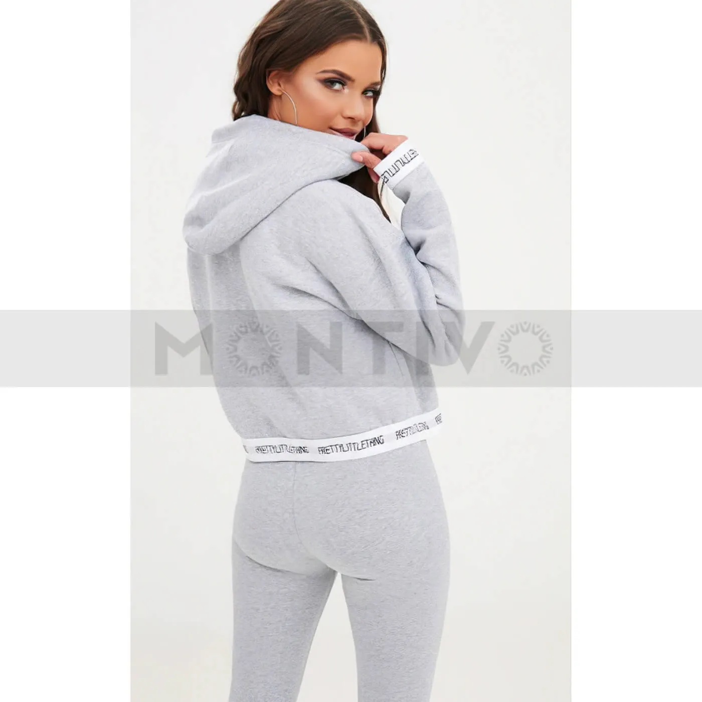 PTL Grey Trim Cropped Hoodie