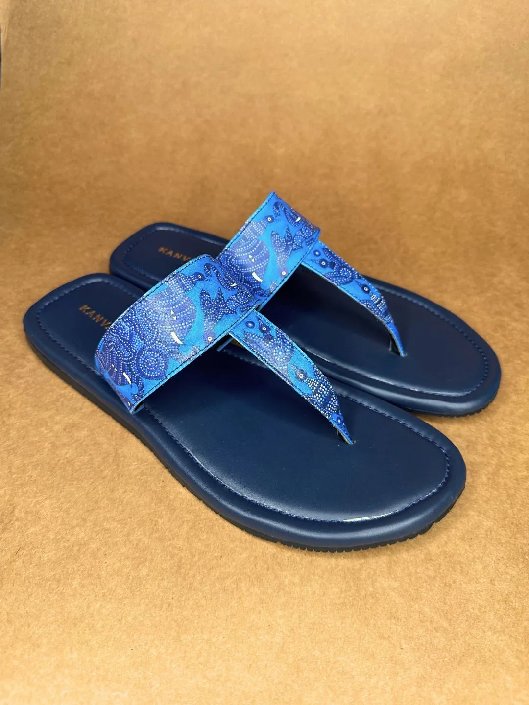 Royal Blue Bhil Art Chappals