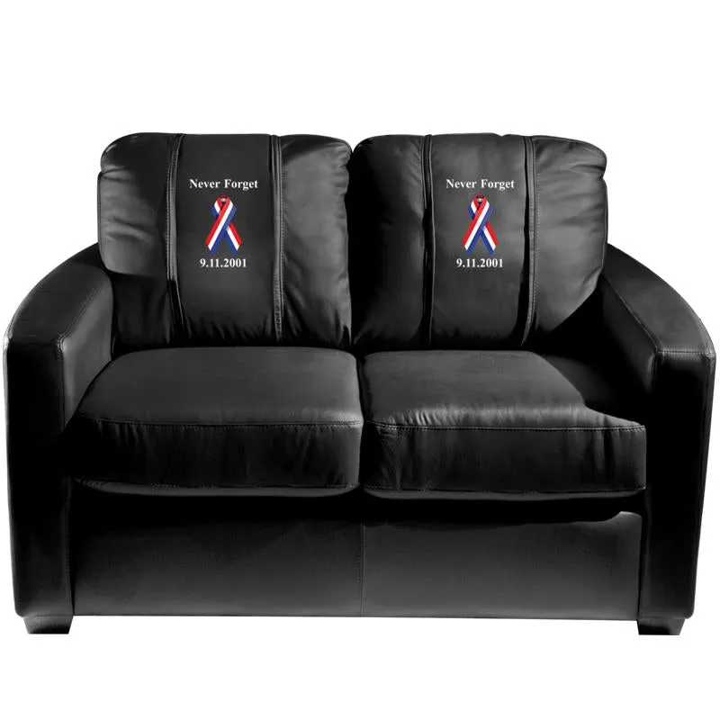 Silver Loveseat with Tennis Man Logo Panel