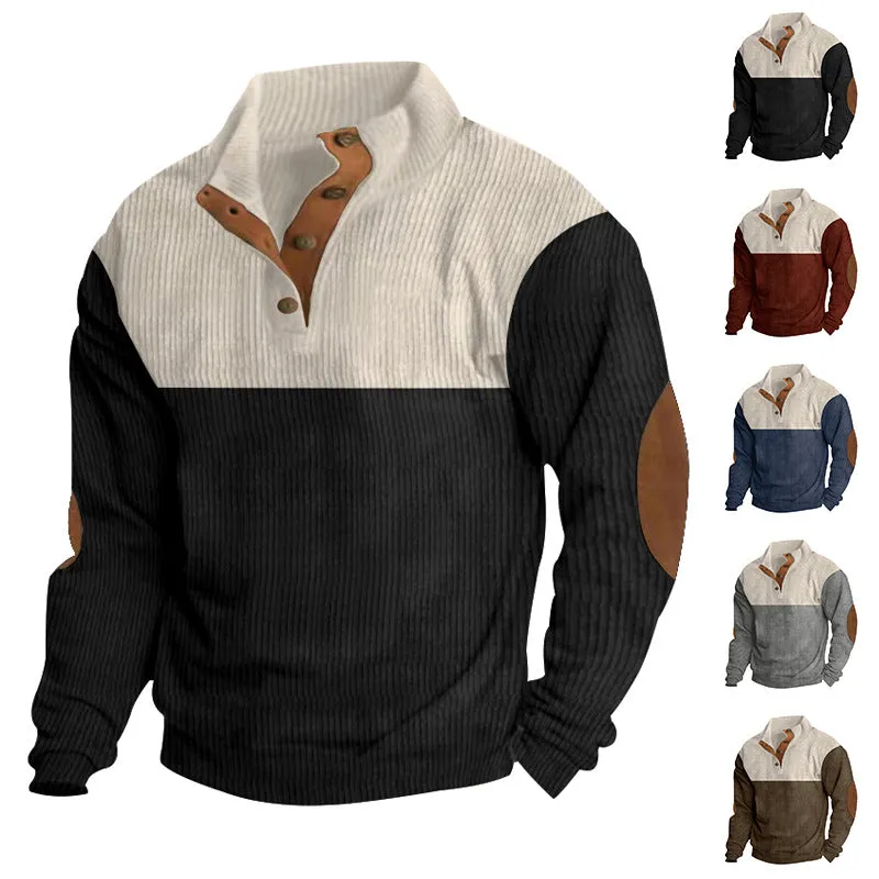 STANDING COLLAR HENRY LONG SLEEVED CASUAL SPORTS HOODIE