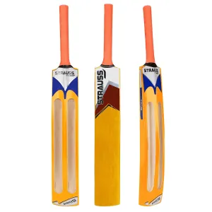 Strauss  Blaster Scoop Tennis Cricket Bat, Full Duco, Yellow, (Wooden Handle)