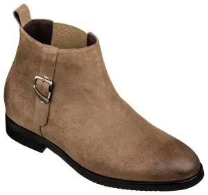 TOTO - K92083 - 3 Inches Taller (Nubuck Coffee Brown) - Chelsea Ankle Boots