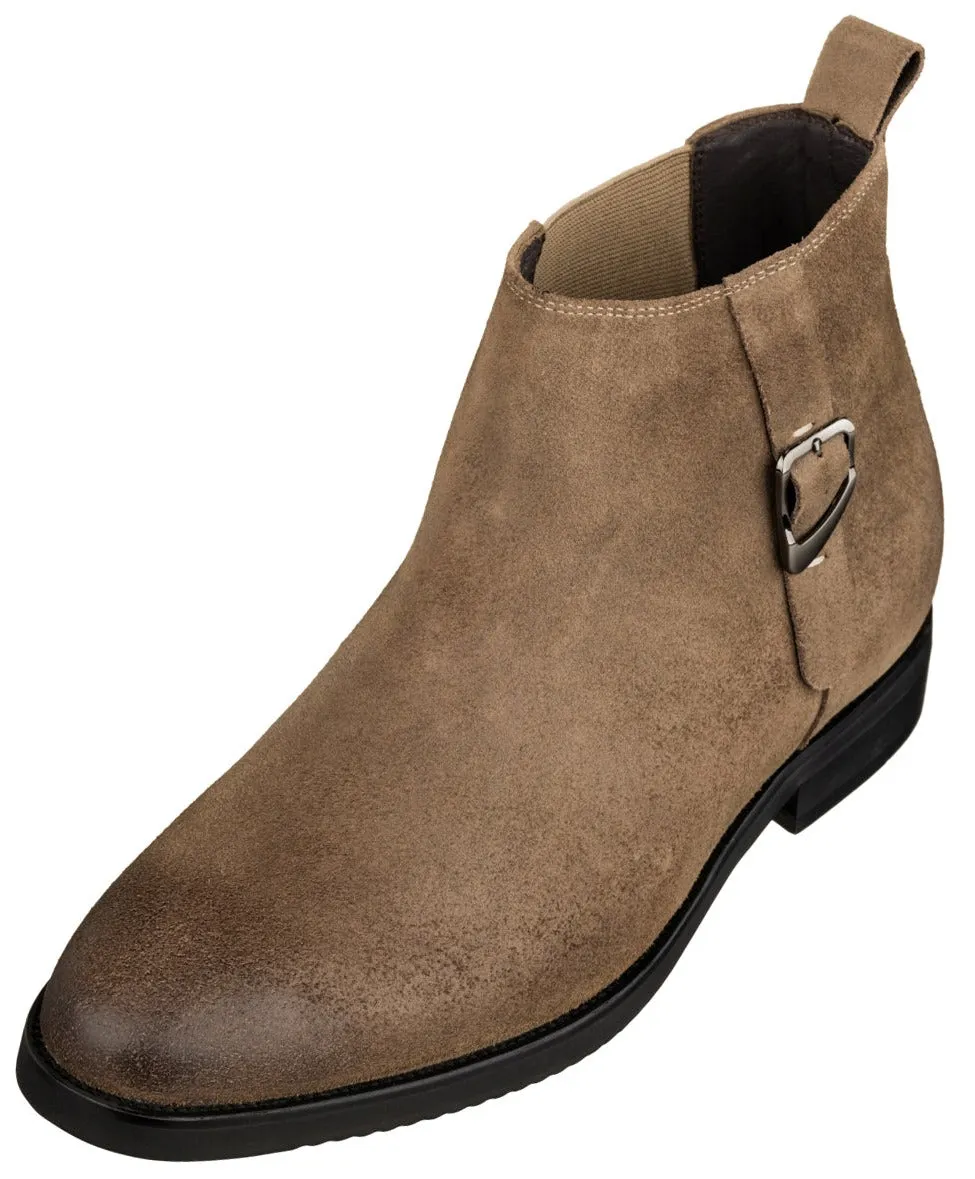 TOTO - K92083 - 3 Inches Taller (Nubuck Coffee Brown) - Chelsea Ankle Boots