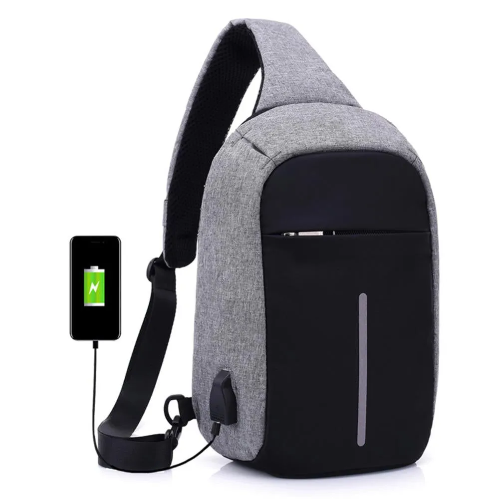 Waterproof Anti Theft Chest Bag Waist Bag  with External USB charge