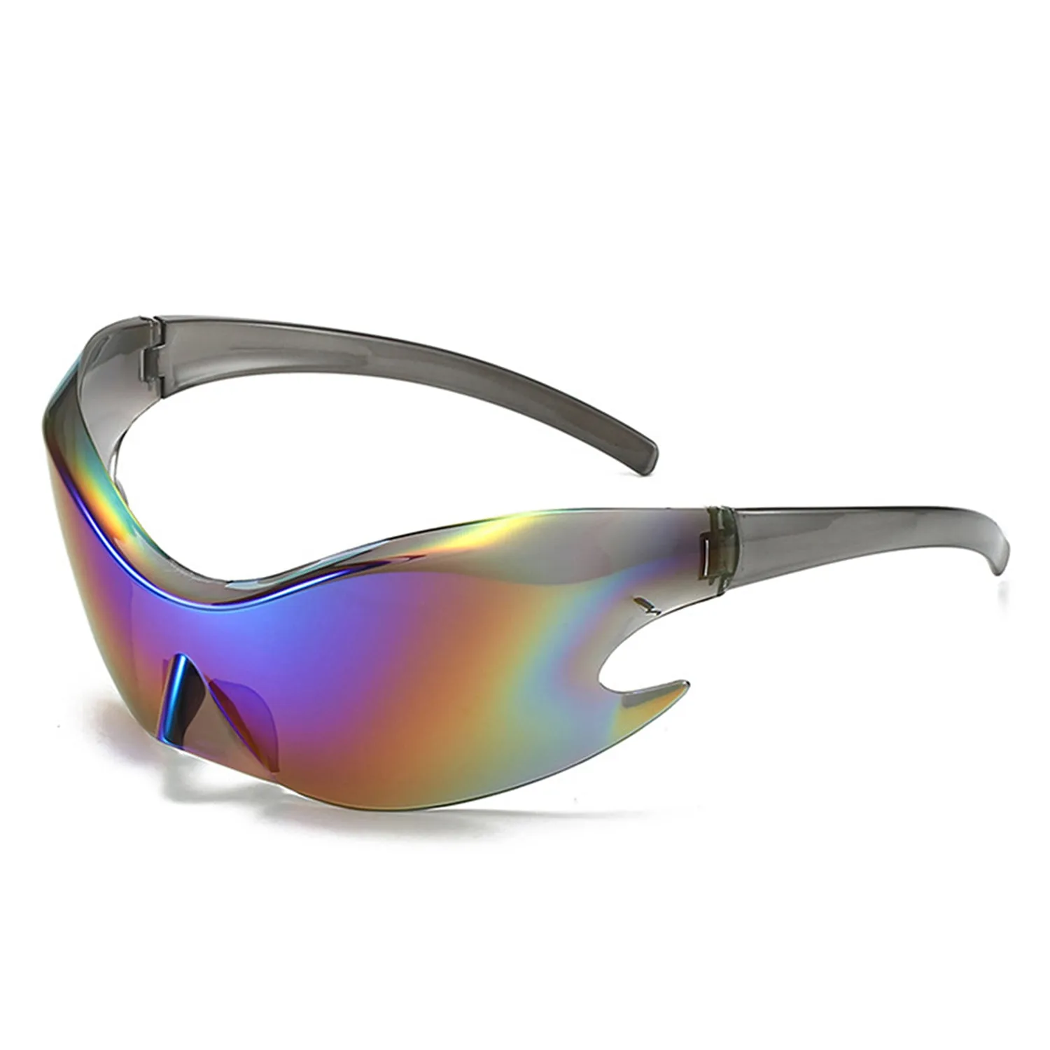 Whiestan - Futuristic Mirrored Sleek Wrap Around Sports Sunglasses