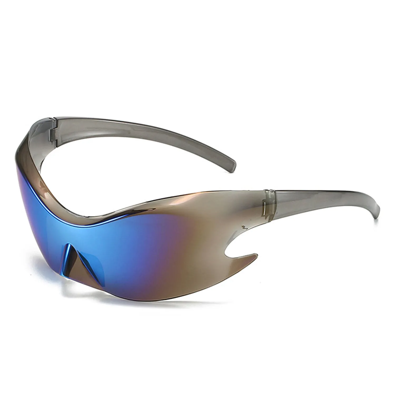 Whiestan - Futuristic Mirrored Sleek Wrap Around Sports Sunglasses