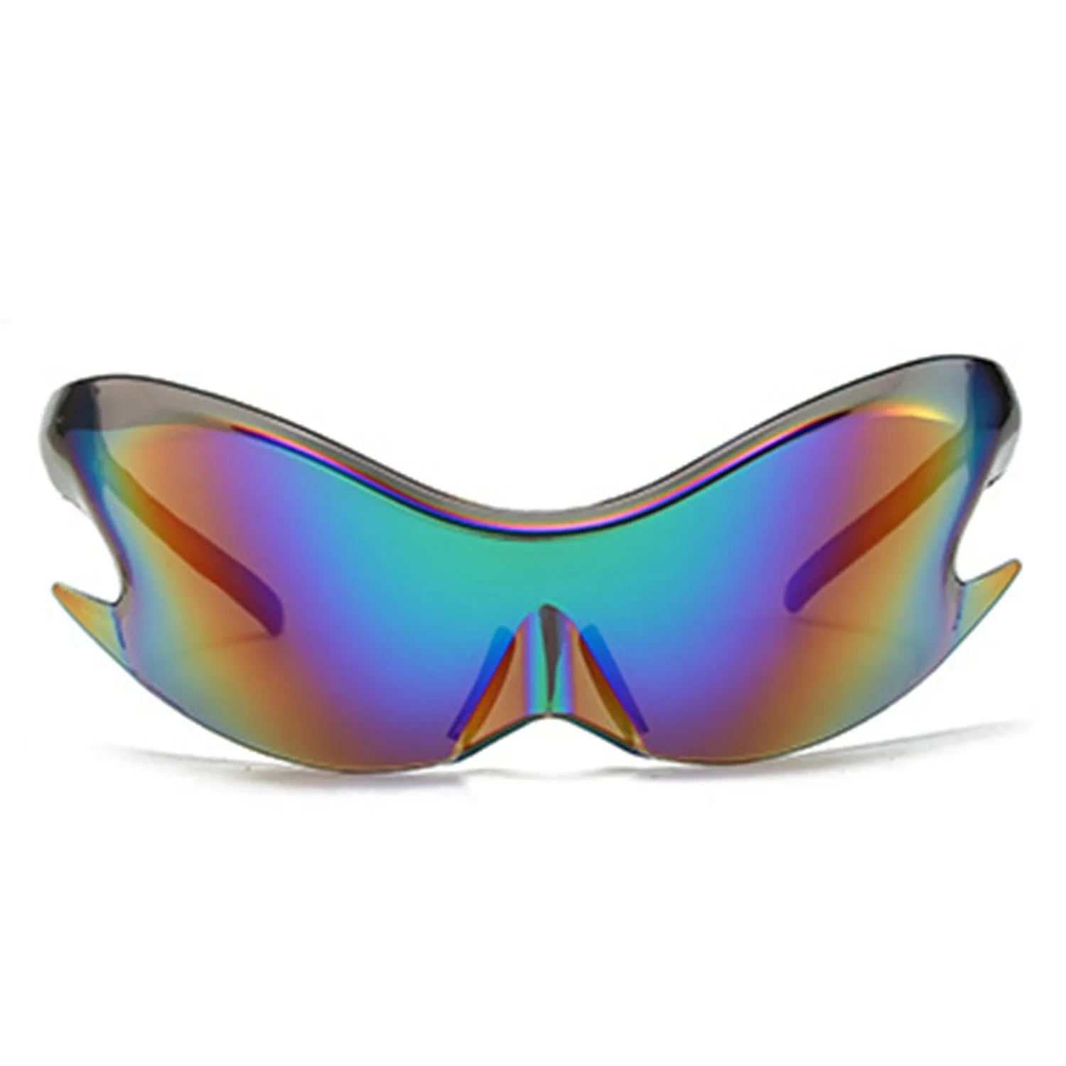 Whiestan - Futuristic Mirrored Sleek Wrap Around Sports Sunglasses