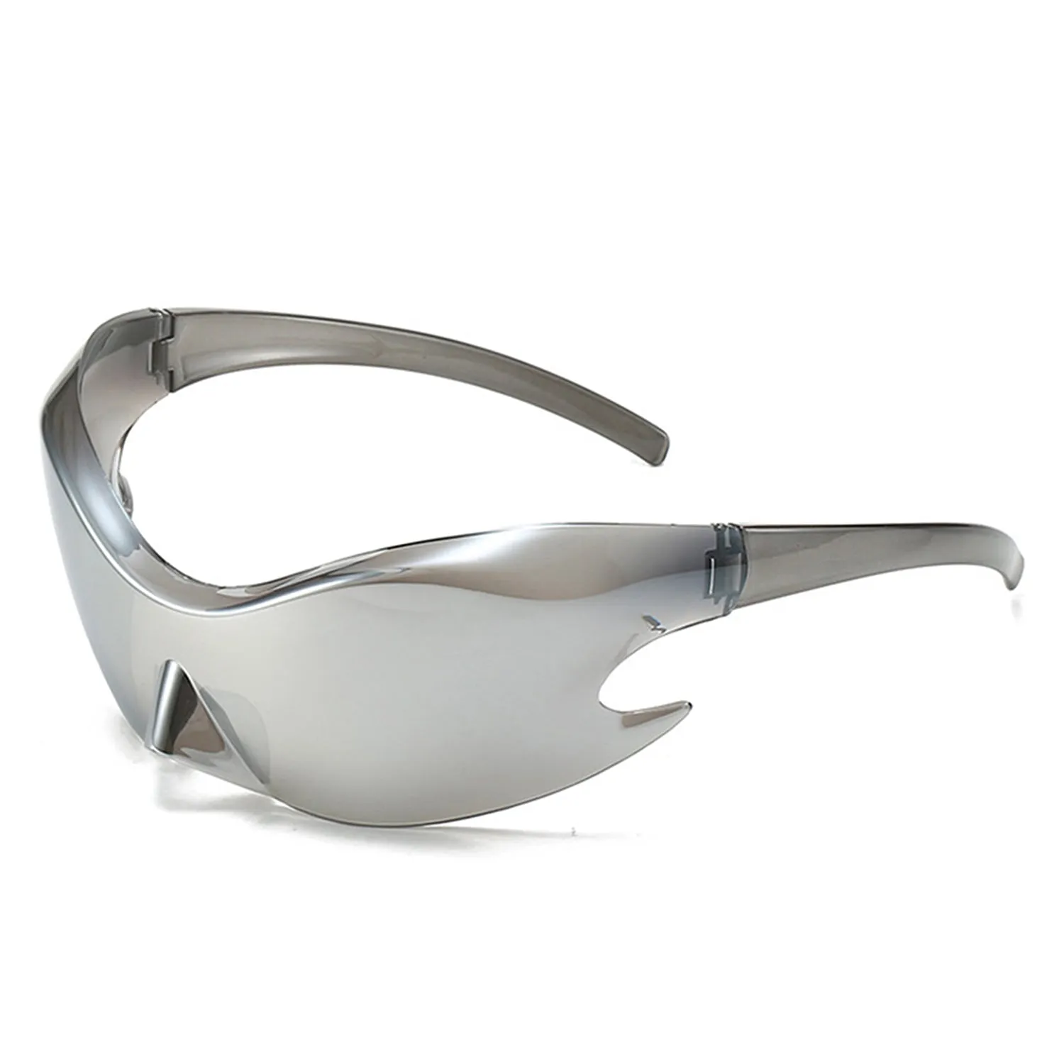 Whiestan - Futuristic Mirrored Sleek Wrap Around Sports Sunglasses