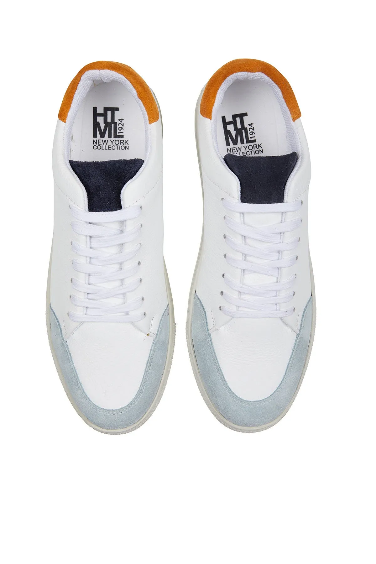 White Lace-Up Leather Sneakers